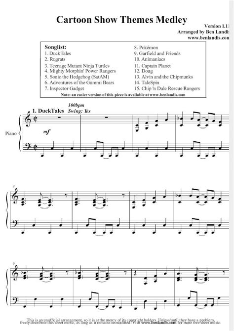 (PDF) 121388749 Cartoon Show Themes Medley Piano Sheet Music - DOKUMEN.TIPS