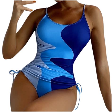 Vsssj One Piece Bikini Set For Women Triple Color Block Ruched Sling