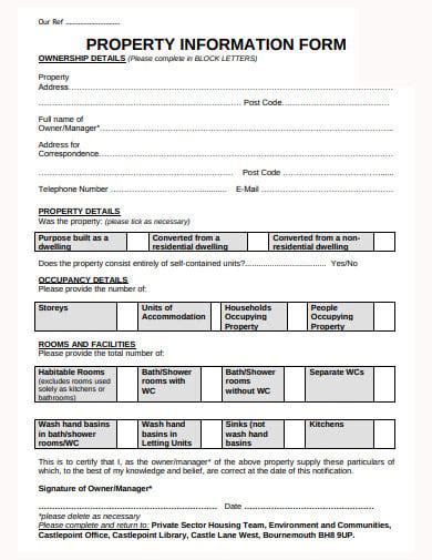 18 Property Information Form Templates In PDF DOC