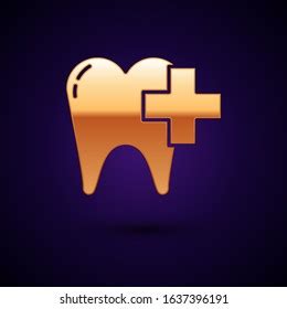 Gold Tooth Blue Background Logo Dental Over Royalty Free Licensable