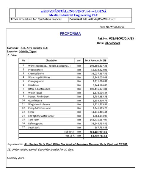 Proforma Invoice | PDF 