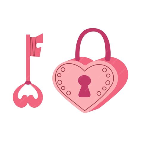 Premium Vector Key Lock In The Shape Of A Heart With Key Doodle In