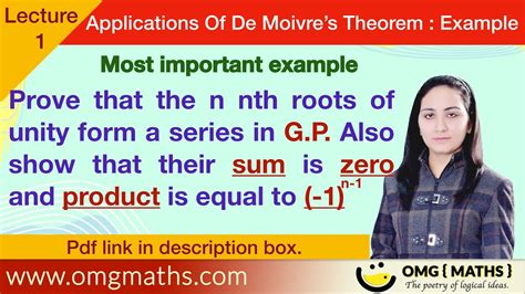 N Nth Roots Of Unity Form A G P Applications Of De Moivre S Theorem