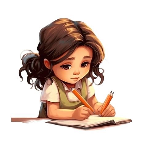 Premium Photo 3d Illustration Of A Cute 4 Year Old Latin Girl Writing