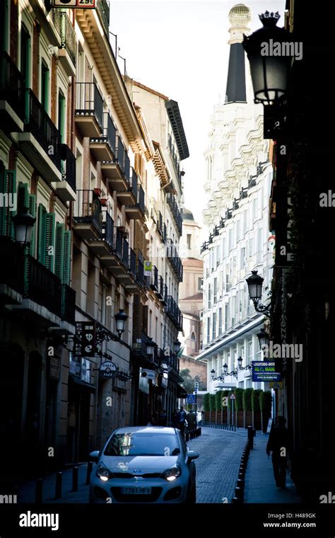 Street scene in the quarter Barrio de las Letras, Madrid, Spain Stock ...