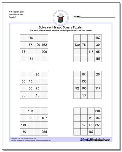 4x4 Magic Square Non Normal Set 2