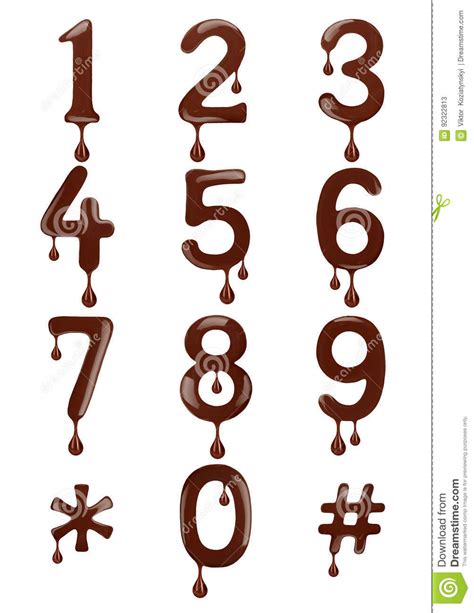 Original Stylish Numbers Made Of Melted Chocolate Isolated Stock