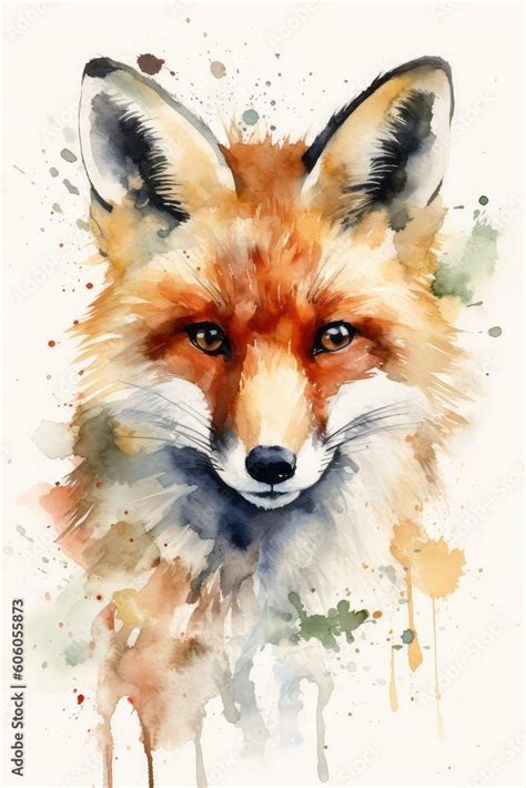 Red Fox Vulpes Stock Illustration In 2024 Watercolor Fox Painting