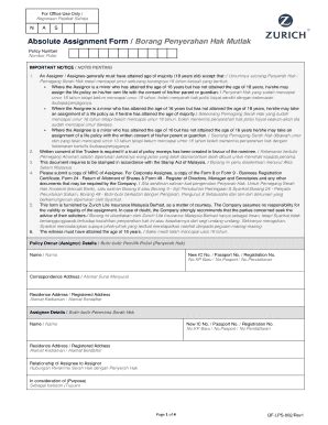 Fillable Online Absolute Assignment Form Borang Penyerahan Hak Mutlak