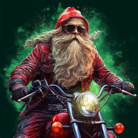 Biker Santa Clipart, 4 High Quality PNG, Digital Download, Card Making, Mixed Media, Digital ...