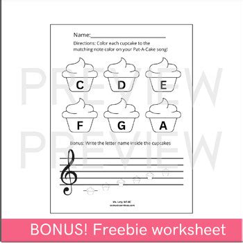 Pat-A-Cake Lead Sheet | Color Coded | includes FREEBIE worksheet ...