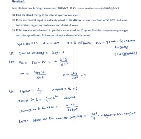 Solved Question A Hz Four Pole Turbo Generator Rated Chegg