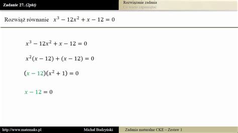 Zadanie Matura Z Matematyki R Wnanie Wielomianowe Zestaw