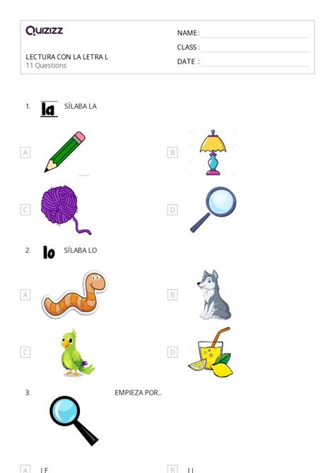 La Letra L Hojas De Trabajo En Quizizz Gratis E Imprimible