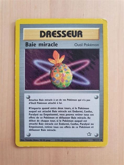 94 111 Baie miracle Carte Pokémon Wizards Neo Genesis Pokémon Beebs