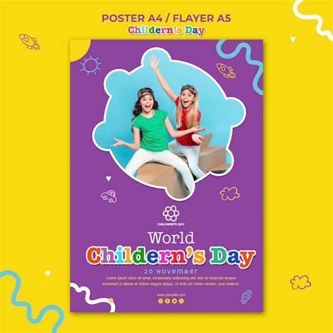 Free PSD | Children's day poster template