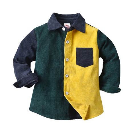GEZHEN Kids Shirt Tops Long Sleeve Shirt Jacket Tops Clashing Yellow