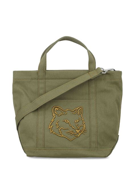 Maison Kitsuné Small Fox Head Tote Bag Green FARFETCH