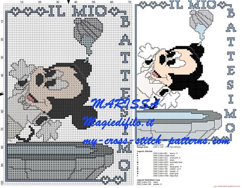 Schema Punto Croce Per Battesimo Con Topolino Mickey Mouse Schemi