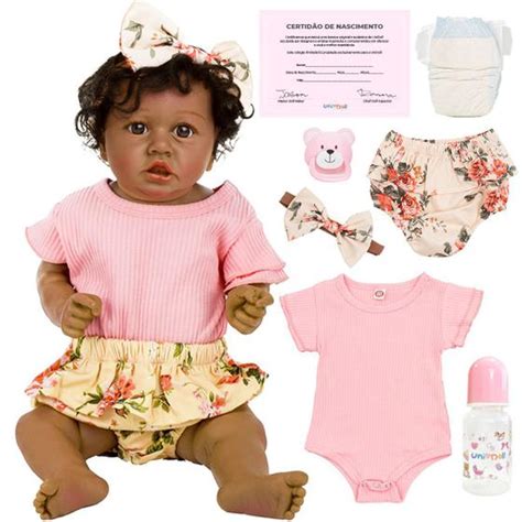 Boneca Beb Reborn Negra Menina Realista Carol Unidoll Boneca Negra