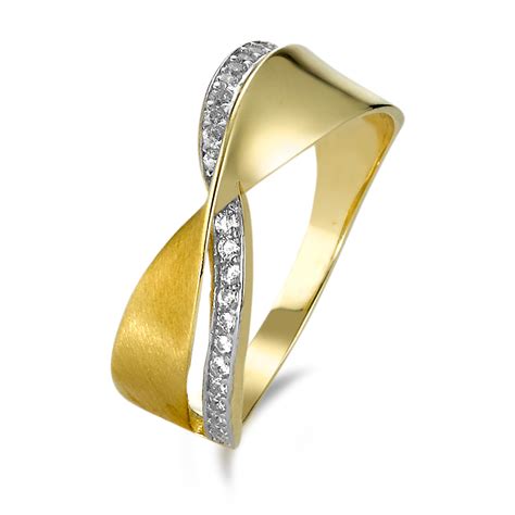 Rhomberg Schmuck Fingerring 375 9 K Gelbgold Zirkonia 24 Steine