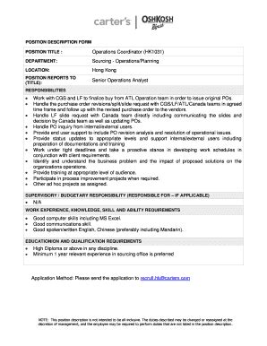 Fillable Online Aro Cityu Edu POSITION DESCRIPTION FORM POSITION TITLE