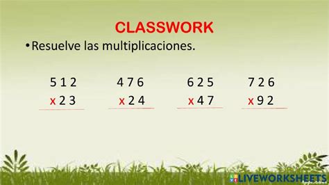 Multiplicación Por Dos Cifras Interactive Activity Live Worksheets