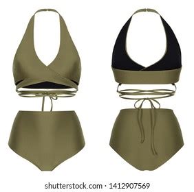 Beautiful Trendy Bikini Olive Green Swimsuit Stock Photo Edit Now 1412907572