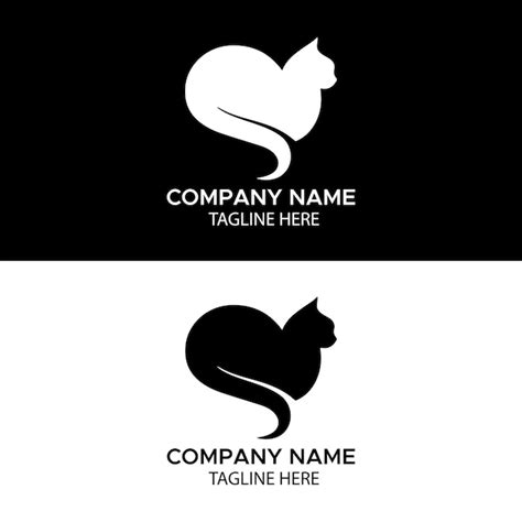 Premium Vector | Black and white cat logo design template