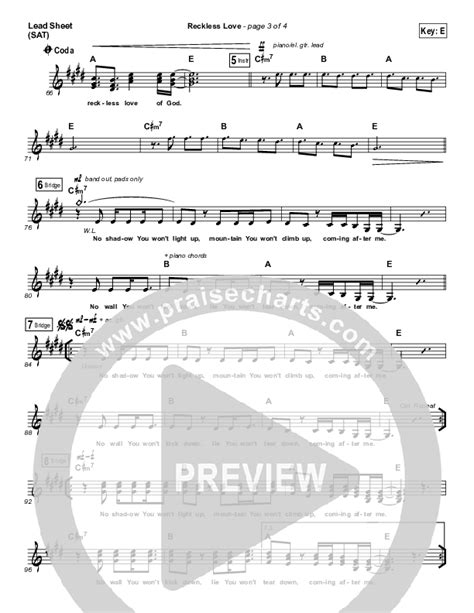 Reckless Love Sheet Music Pdf Michael W Smith Praisecharts