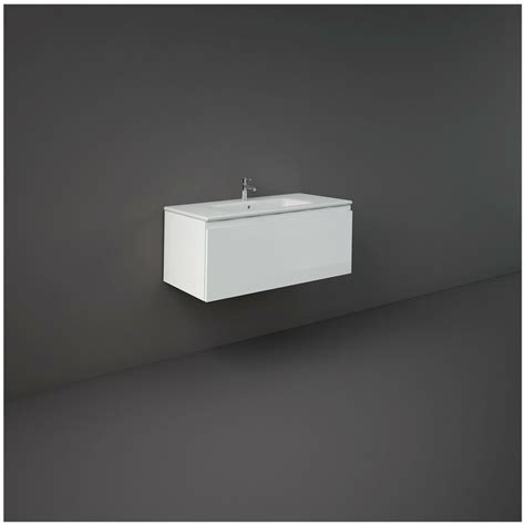 RAK Joy Uno Gloss White 1000mm Wall Hung Single Drawer Vanity Unit