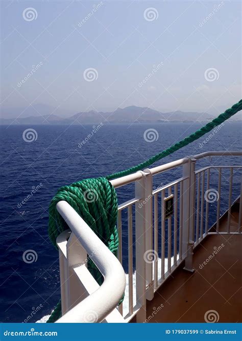 Outlook of a Greek Ferry at the Sea Stock Image - Image of sailing
