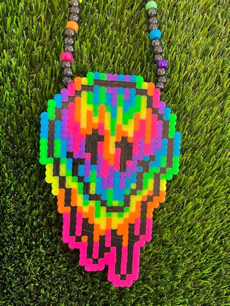 TRIPPY FACE MELT Rainbow Perler Rave Trippy Large Plur Festivals Perler