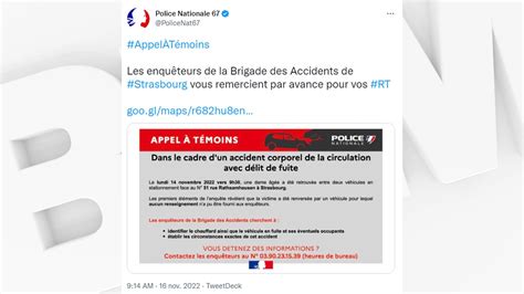 Strasbourg Une Personne âgée Renversée La Police Nationale Lance Un