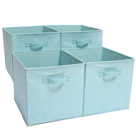 Ezoware Set Of 4 Foldable Fabric Basket Bin Collapsible Storage Cube