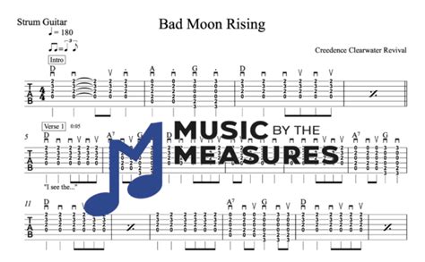 Bad Moon Rising - Strum Guitar - Music by the Measures