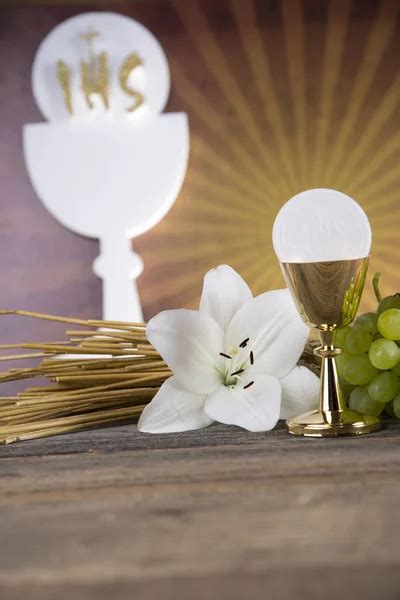 Eucharist Symbol Of Bread And Wine Chalice And Host Stock Photo