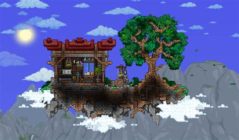 floating island home : Terraria | Terrarium decor, Terraria house ...