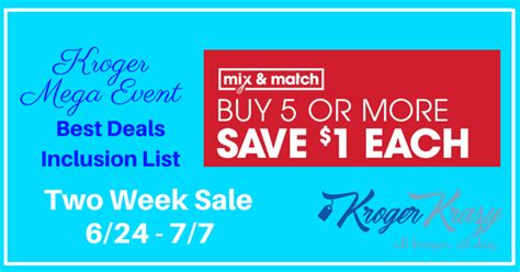 Kroger Buy Or More Save Each Mega Event Best Deals Inclusion List