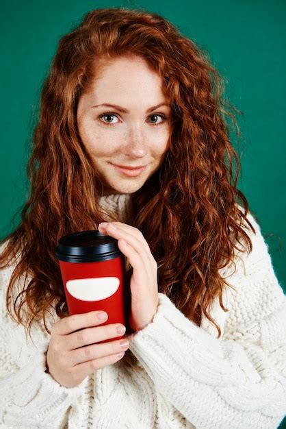 Free Photo Beautiful Woman Holding Disposable Mug Of Coffee