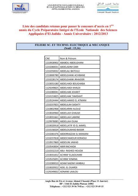 Liste Des Candidats Retenus Pour Passer Le Concours D Acc S En