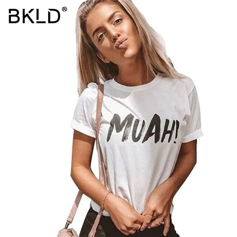 Bkld 2018 Fashion Summer Tshirt Women Muah Print T Shirt Women Tops Tee