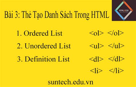 Bài 3 Các Thẻ Tạo Danh Sách List Trong Html