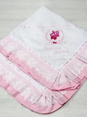 Manta Em Piquet Bordada Ursinha Princesa Compre Produtos