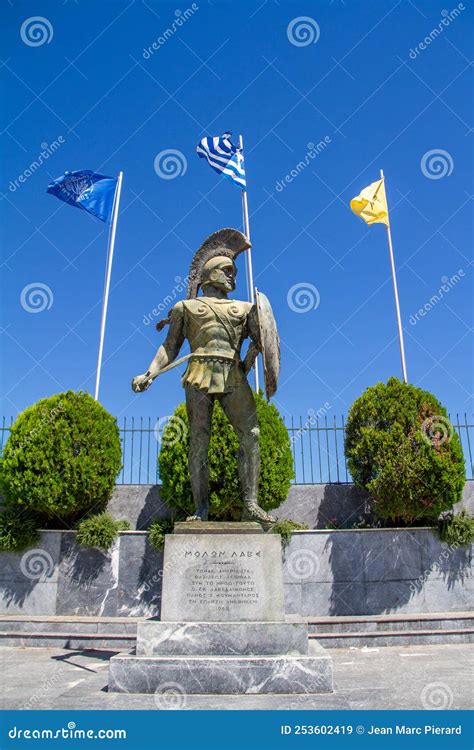 Greece, Statue of Leonidas in the Streets of Sparta Editorial Stock ...