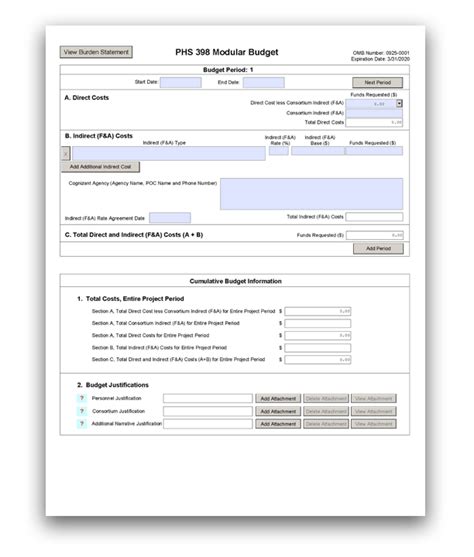 G Phs Modular Budget Form