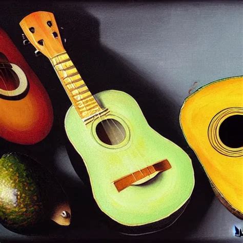 Avocado Ukulele Painted By Caravaggio Stable Diffusion Openart