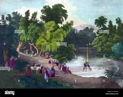 Baptism of Jesus in the Jordan River by John the Baptist Stock Photo ...