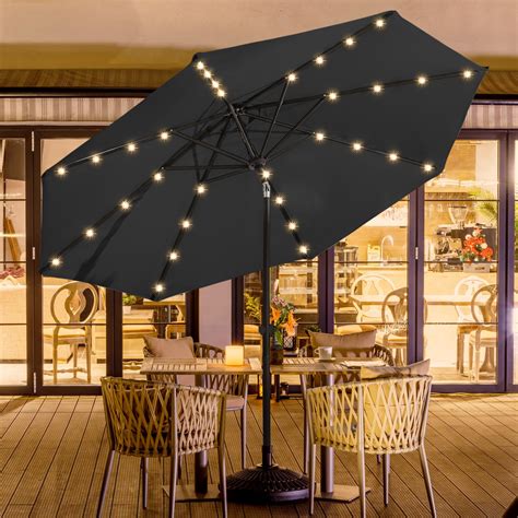 Snapklik Wikiwiki 10ft Solar Led Patio Umbrella Sturdy Outdoor