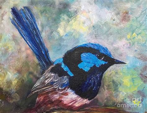 Superb Fairywren In Artist S Garden Painting By Ryn Shell Fine Art